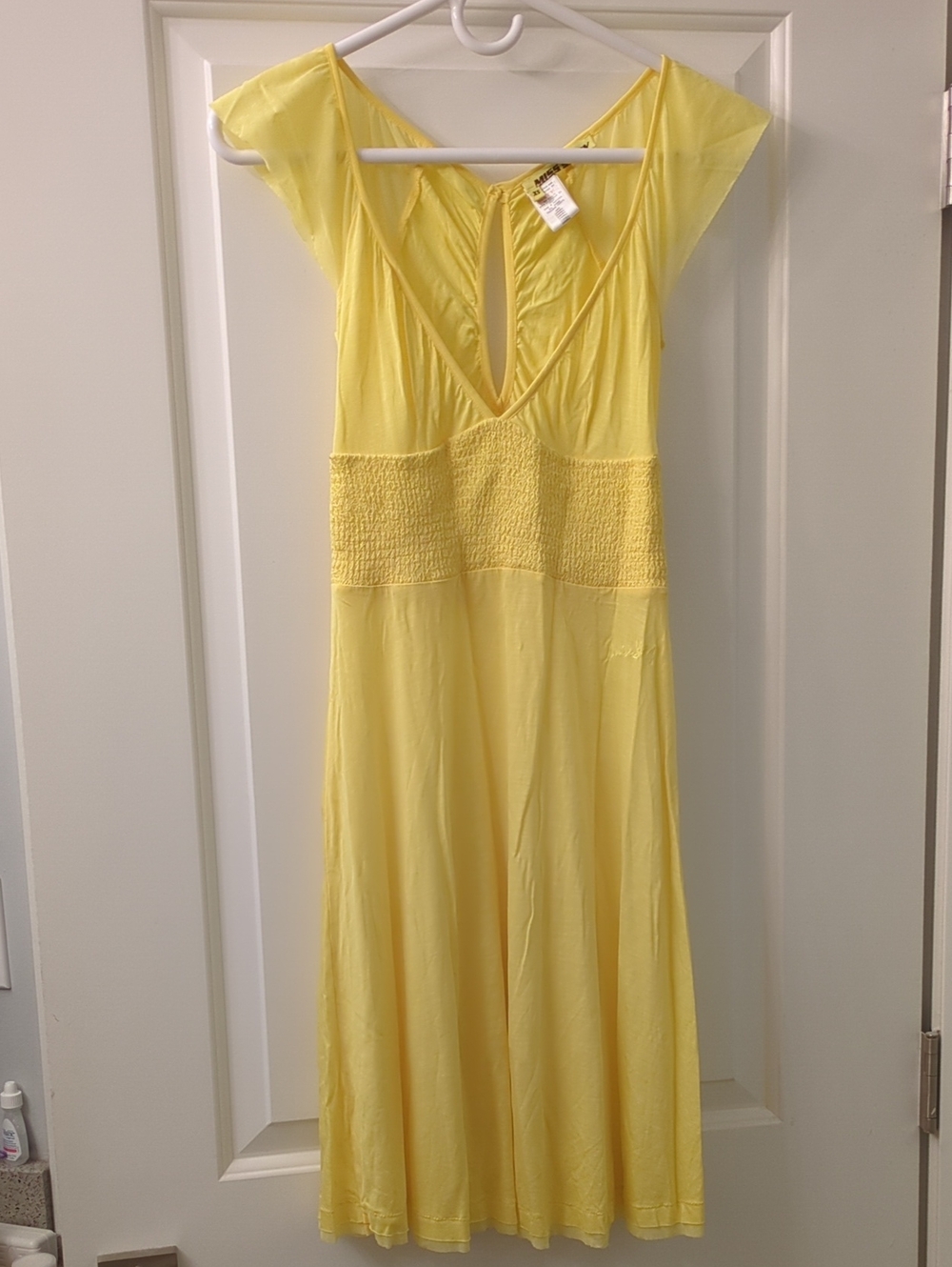 Y2K Miss Sixty Yellow V-Neck Midi Dress